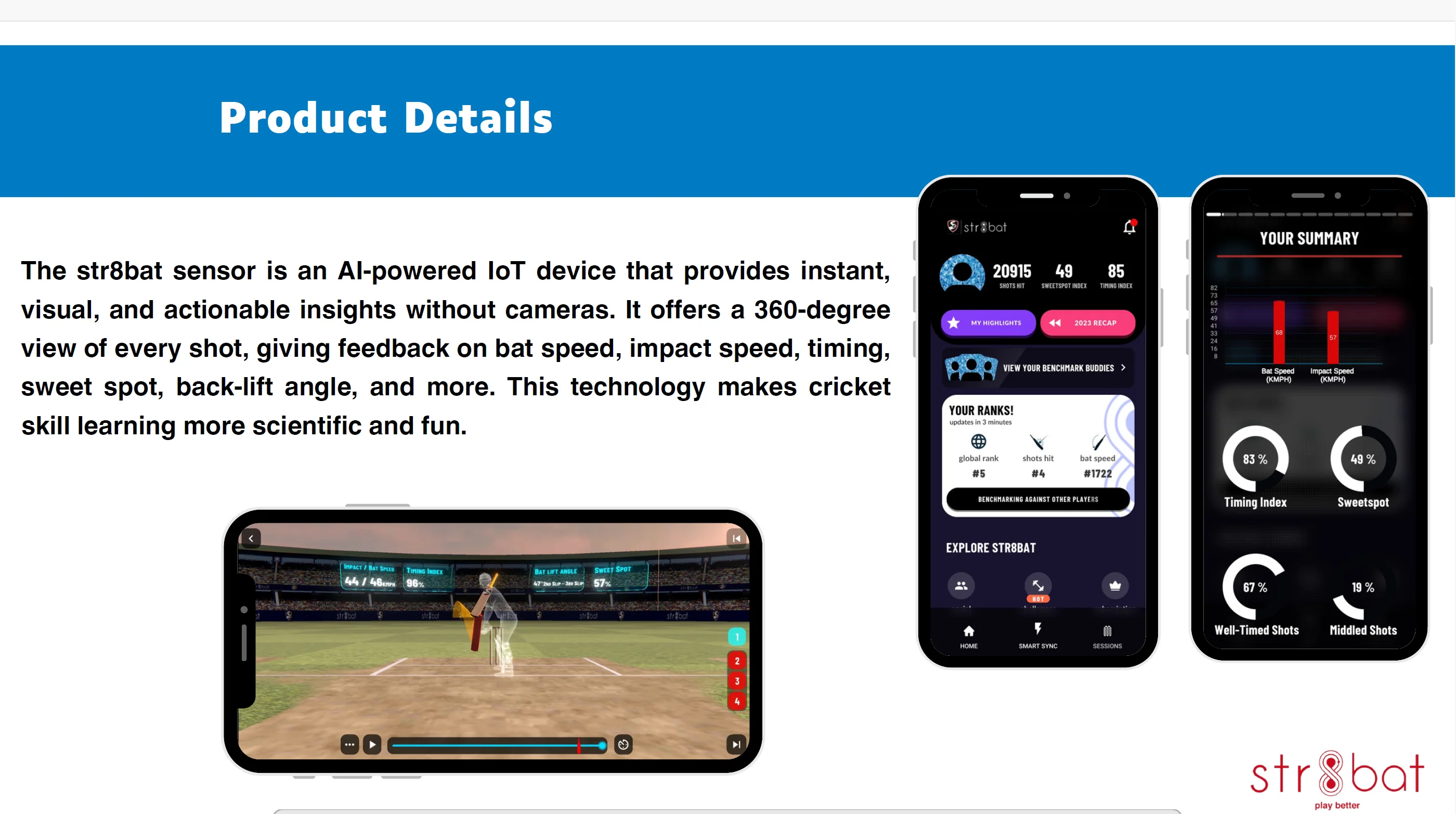 str8bat Sensor - Cricket Bat Sensor, Motion Sensor for Batting metrics, Bat Speed Sensor, Batting Analysis Device - Image 8